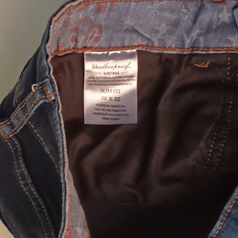 Weatherproof Vintage Mens Slim Fit Jeans Indigo Blue Size 30x32 Stretch Casual